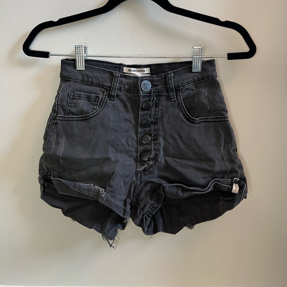 One X Oneteasooon Black Jean High-Waisted Shorts